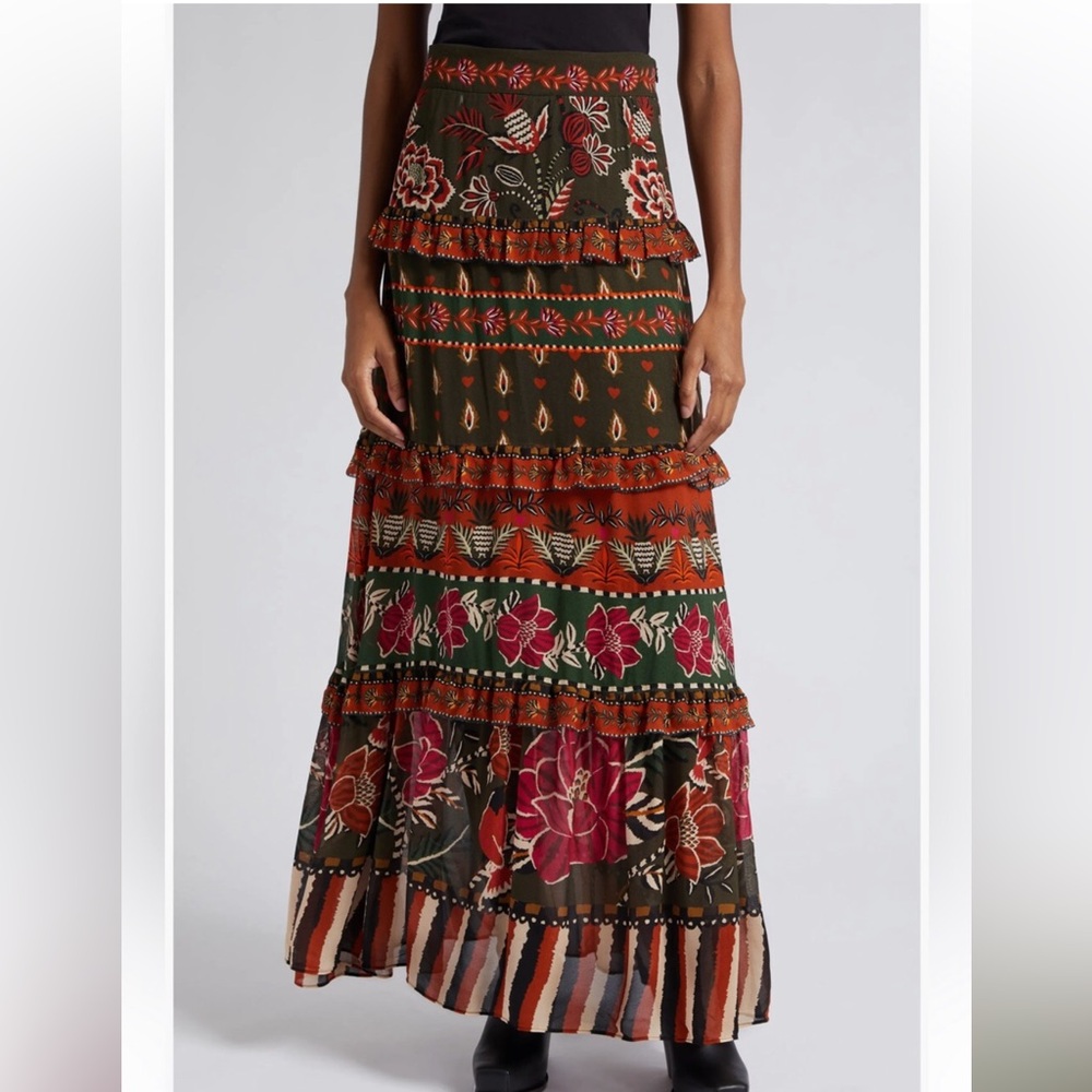 Farm Rio nwtAnnika  floralgarden multicolor maxi skirt Xxs